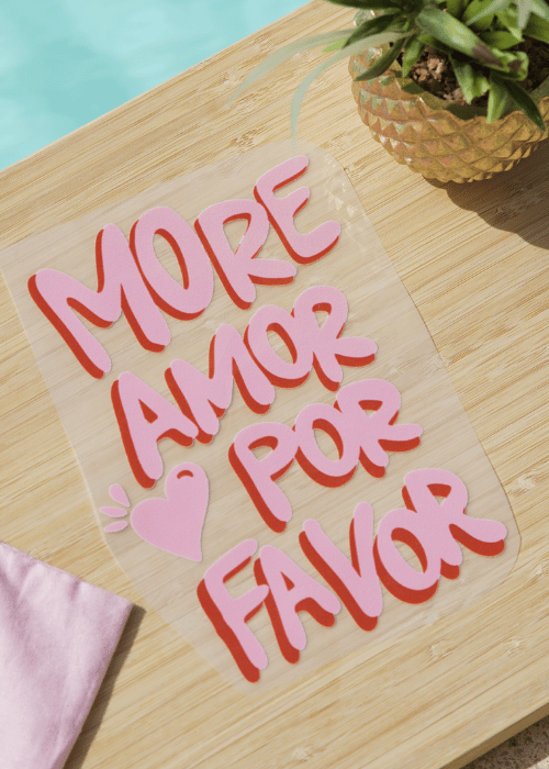 Sticker thermocollant More amor por favor