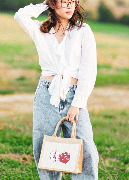 Petit Sac en Jute "Dés d'Amour"