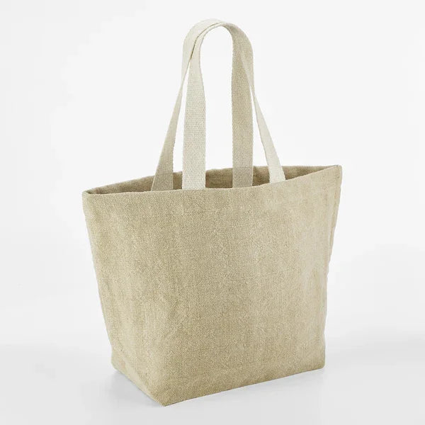 Sac de plage en toile de jute effet lavé