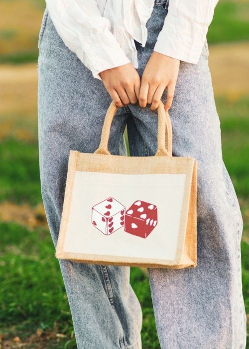 Petit Sac en Jute "Dés d'Amour"
