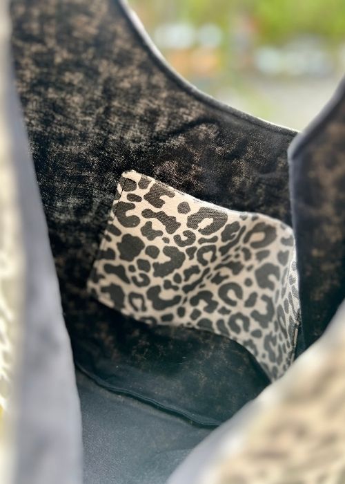 Sac hobo léopard Noir