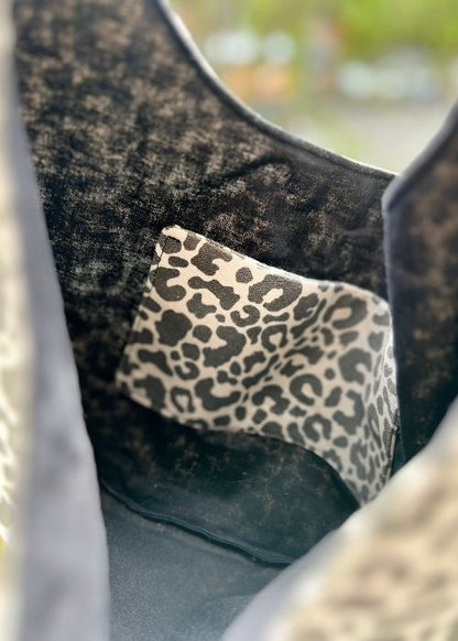 Sac hobo léopard Noir