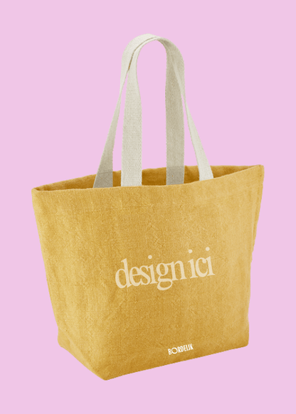 Sac de plage en toile de jute effet lavé
