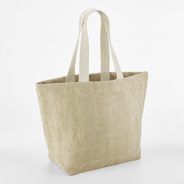 Sac de plage en toile de jute effet lavé