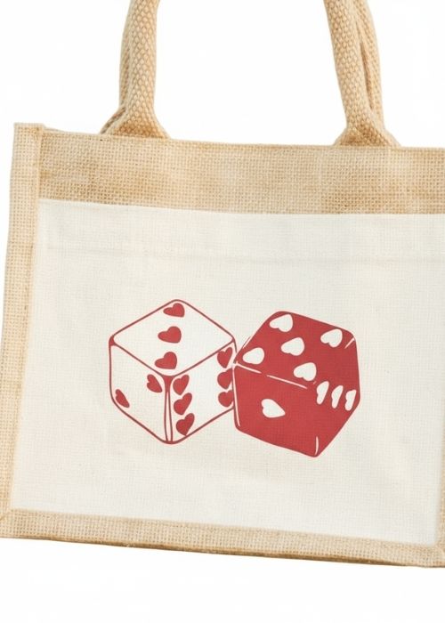Petit Sac en Jute "Dés d'Amour"
